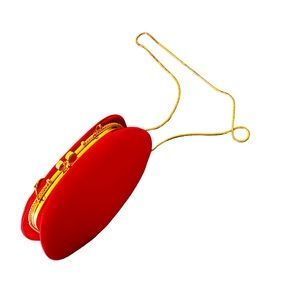 Red Satin Like Clutch or Shoulder Bag. Vintage.